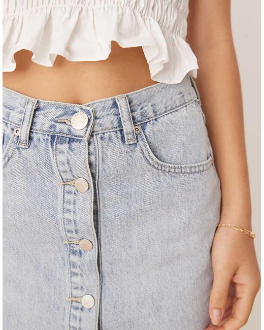 Glamorous Blue Denim Button Mini Skirt