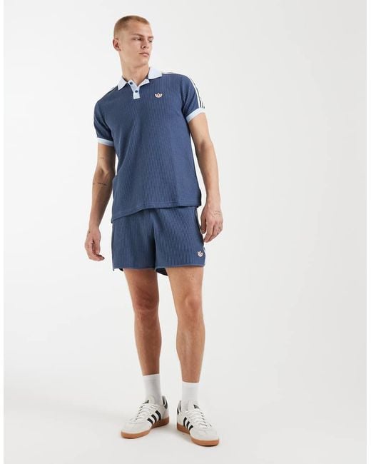 Adidas Originals Blue Waffle Textured Sprinter Shorts for men