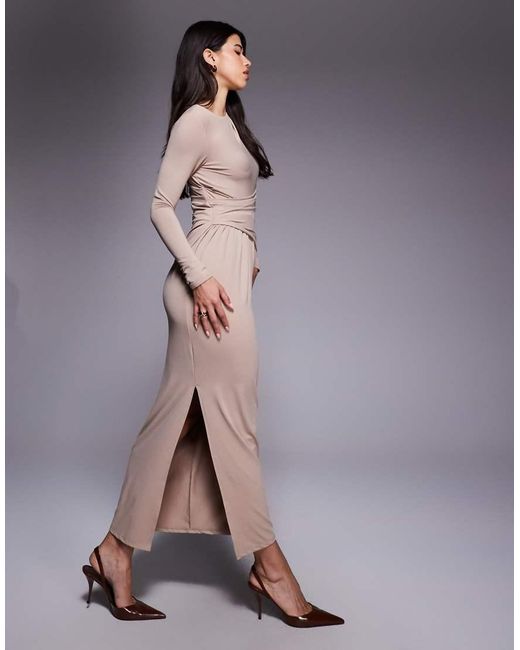 ASOS Purple Long Sleeve Drape Maxi Dress
