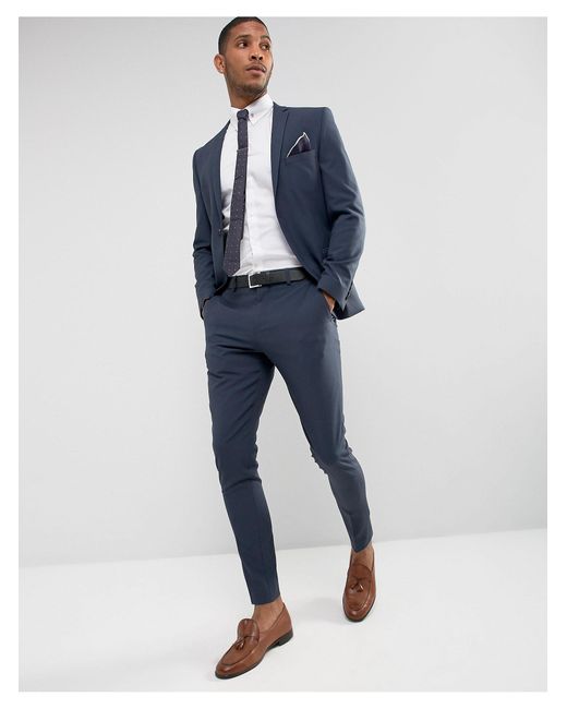 mens blue skinny suit
