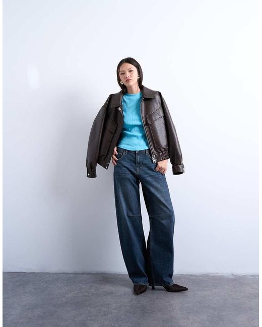 T-Shirt Aderente A Coste Con Fondo Arrotondato di TOPSHOP in Blue