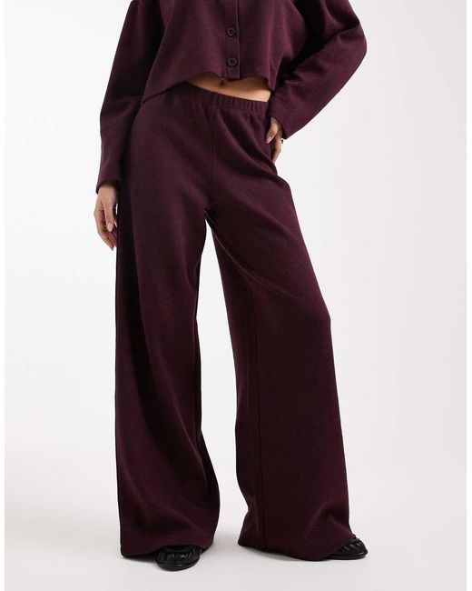 Miss Selfridge Red Brushed Rib Co-ord Trouser