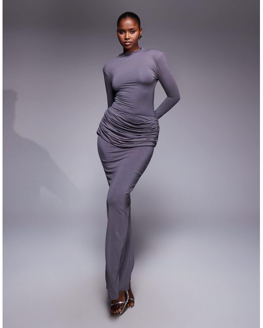 Ashtin - body d'ensemble à manches longues effet seconde peau avec encolure montante et épaulettes Wanderdoll en coloris Purple