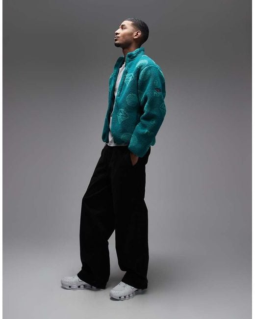 No Problemo Fleece Met Ruimteprint En Dubbele Rits in het Blue voor heren