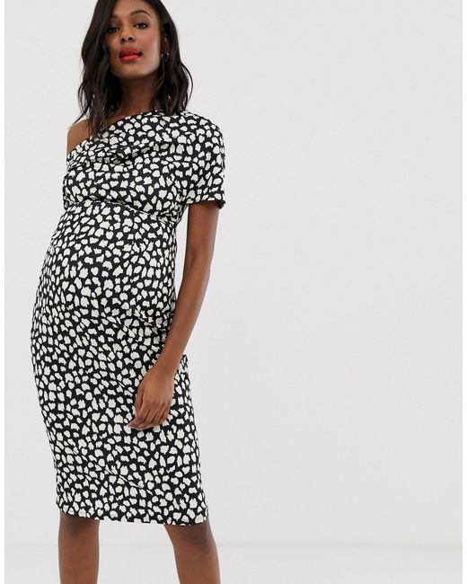 pleated shoulder pencil dress