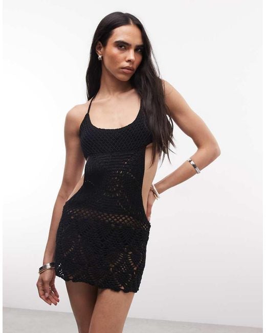 Frankie's Bikinis Black X Jennie Kim Crochet Mini Dress