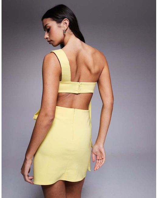 ASOS Blue Mini Dress With Slouch Manipulation And Puffed Chunky Knot Strap