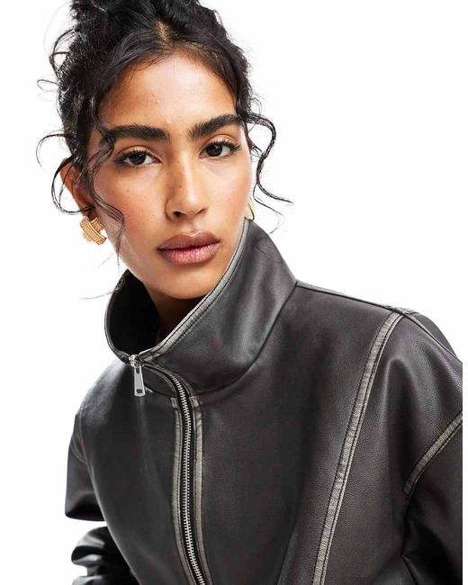 Black borg bubble cropped bomber jacket hot sale