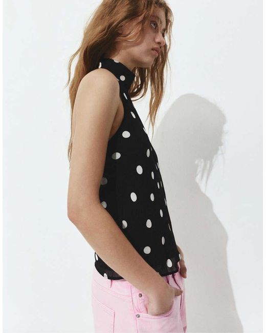 Pull&Bear Haltertop Met Stippen in het White