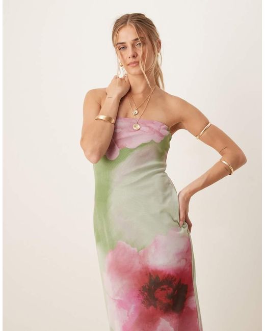 ASOS Multicolor Mesh Bandeau Midi Dress