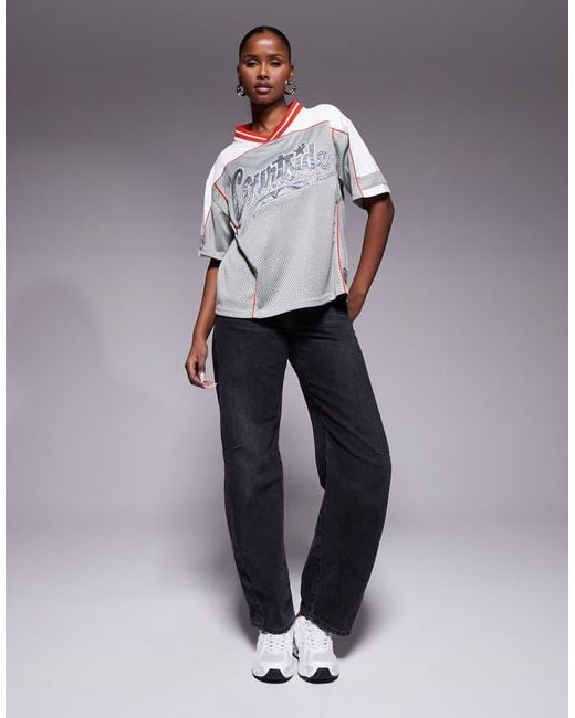 Courtside Gray V-neck Hockey Jersey