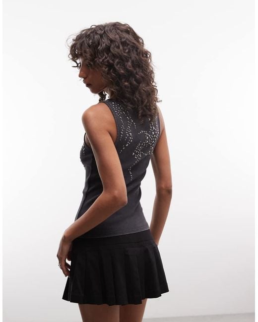 Weekday White Studded Vest Top