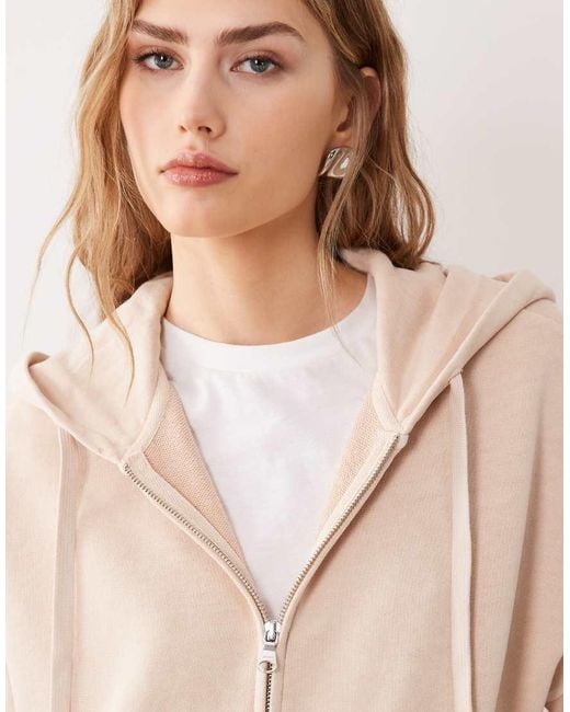 ARKET Natural Zip Through Heavyweight Hoodie