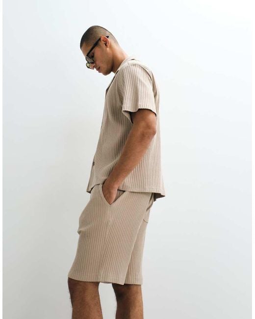 SELECTED White Ribbed Shorts for men