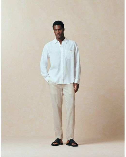 Calvin Klein Blue Casual Long Sleeve Linen Shirt for men