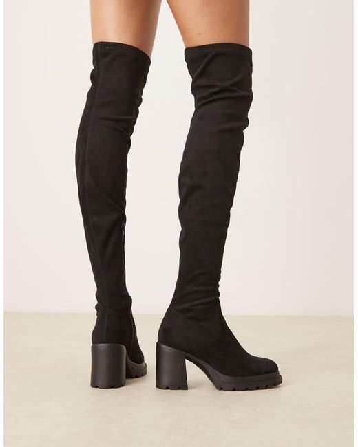 ASOS Natural Wide Fit Kai Chunky Heeled Over The Knee Boots