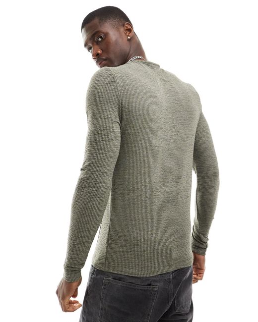 ASOS Gray Muscle Fit Long Sleeve T-shirt for men