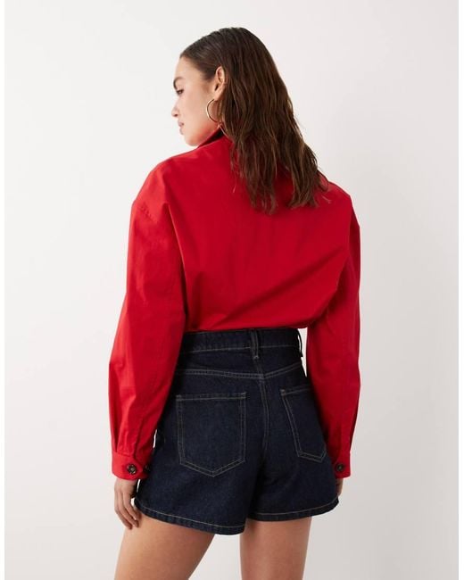 Mango Red Starring Hailey Bieber Denim Shorts