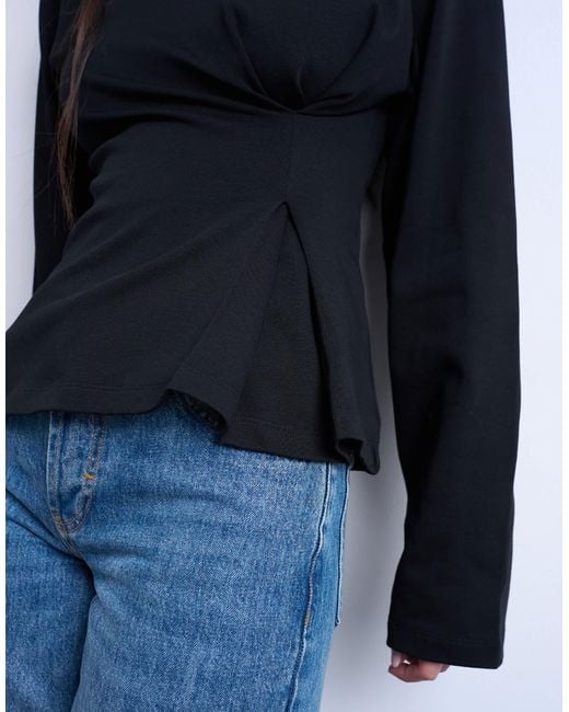 TOPSHOP Blue – tailliertes, langärmliges shirt