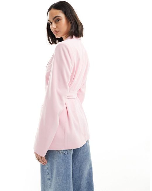 ASOS Pink Tailored Belted Blazer
