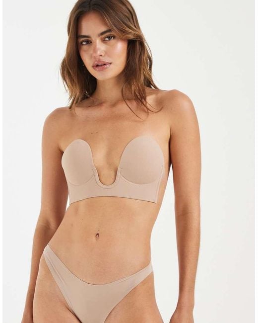 ASOS Brown Backless Strapless Plunge Bra With Stick On Wing