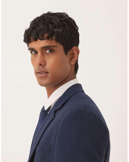 ASOS Blue Slim Suit Jacket With Wool for men