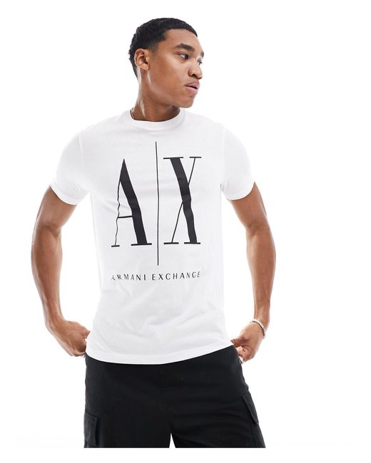 Armani Exchange White Large Logo T-shirt for men