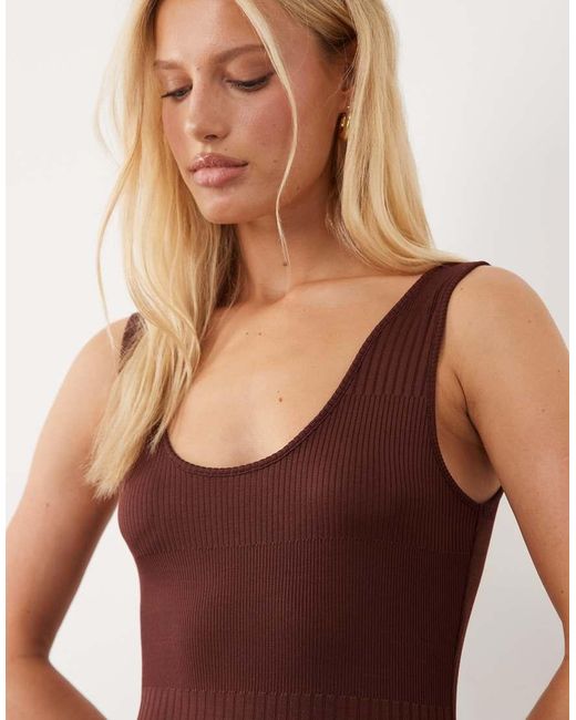 ASOS Brown Sleeveless Scoop Neck Maxi Dress