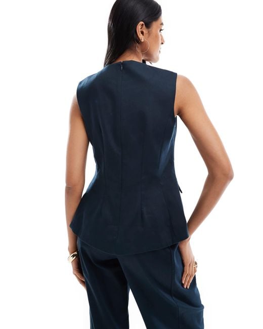 ASOS Blue Fitted Peplum Top With Tab Detail Co-Ord