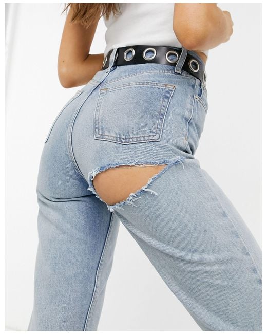 TOPSHOP – hinten zerrissene jeans mit bleichwaschung in Blau | Lyst DE