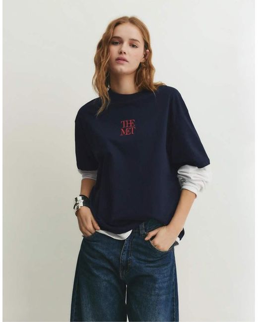 Pull&Bear The Met Blue T-shirt