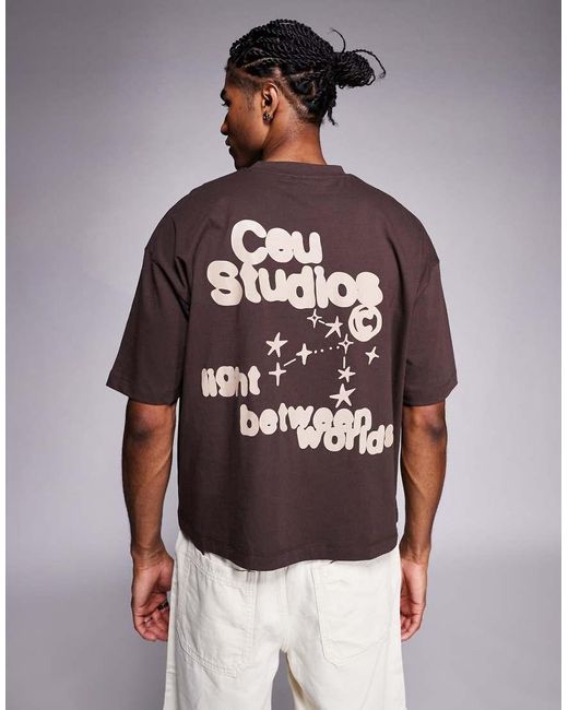 ASOS Recht Oversized T-Shirt Met Tekstprint Op De Voor- En Achterkant in het Brown voor heren