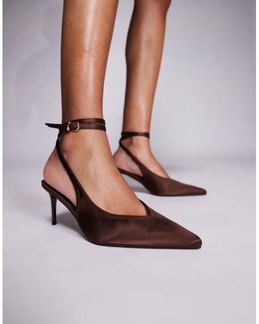 SIMMI Women's Brown Simmi London Sonika Tie Leg Heeled Court Shoes