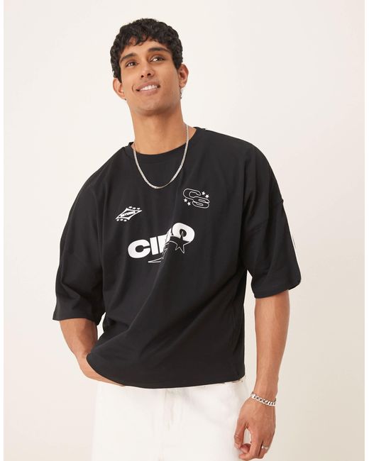 ASOS Black Boxy Oversized T-shirt With Print for men