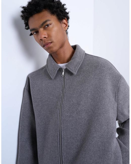 Topman Gray Wool Blend Jacket for men