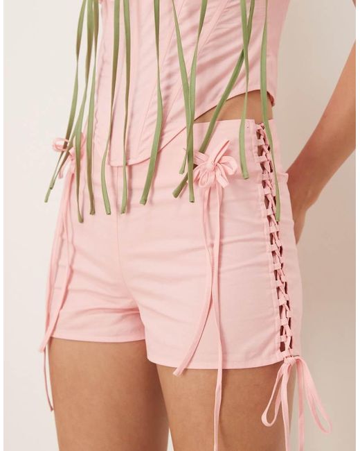 Tyler McGillivary Pink Sylvia Ribbon Detail Mini Short Co-ord