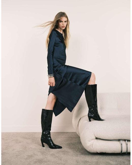 ASOS Black Wide Fit Clara Chisel Toe Knee Boots