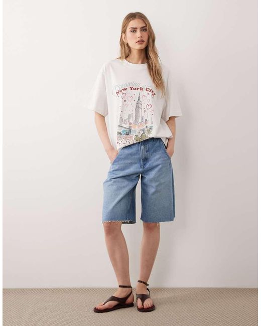 ASOS White Short Sleeve Oversized T-shirt With New York City Graphic