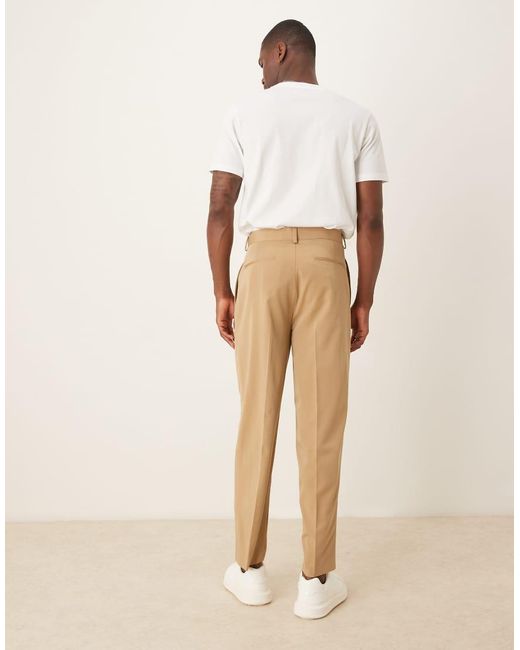 ASOS Natural Oversized Tapered Suit Trousers for men