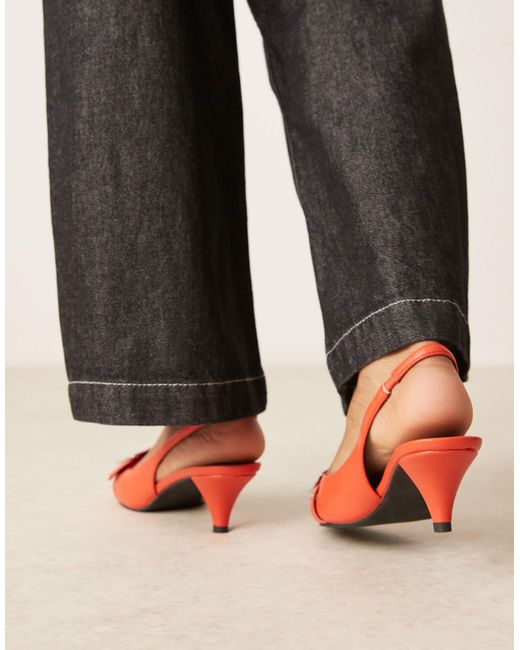 ASOS Orange Stellar Buckle Detail Kitten Heels