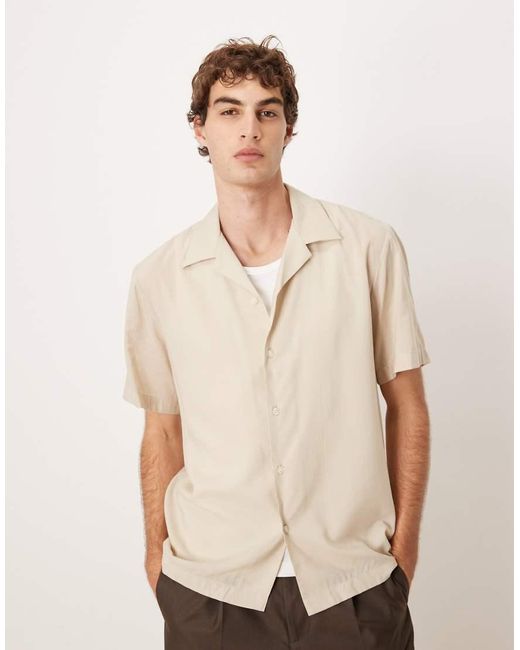 SELECTED Natural Regular Fit Short Sleeved Printed Shirt for men