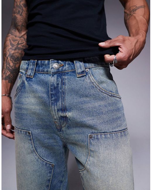 Good For Nothing – skater-carpenter-shorts in Blue für Herren
