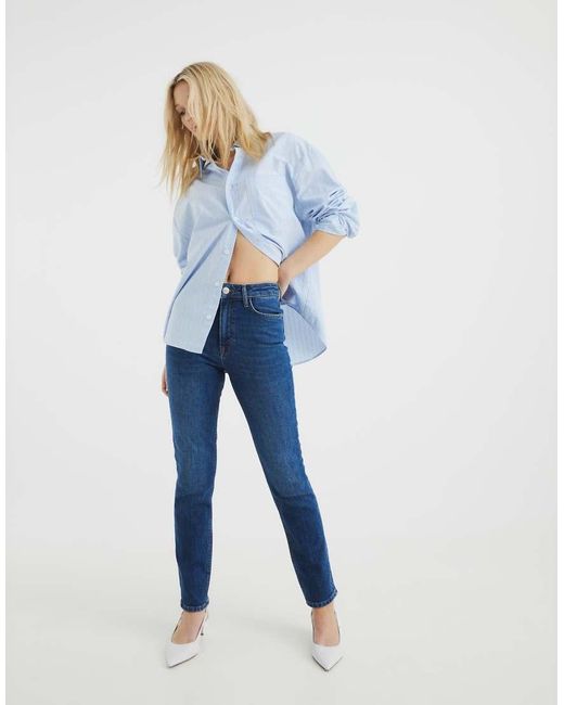 River Island Blue High Rise Ankle Grazer Slim Jeans