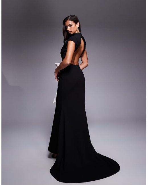 ASOS Black Cut Out Maxi Dress With Contrast Bow