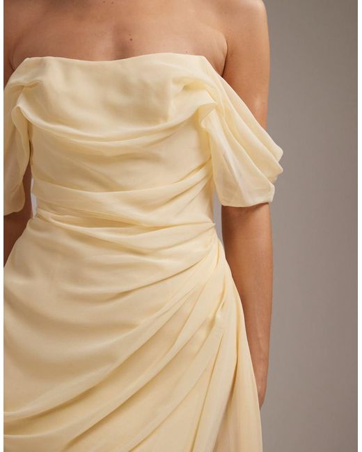 ASOS Natural Georgette Bardot Bridesmaids Dress