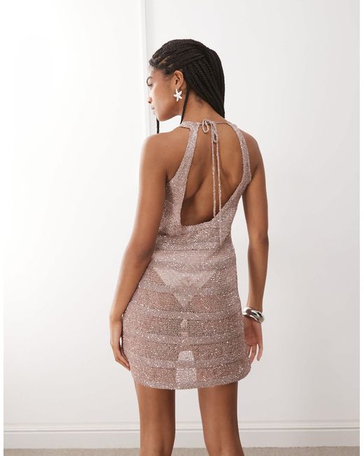 miss selfridge pink sequin dress Miss Selfridge Sequin Bandeau Mini Dress in Pink