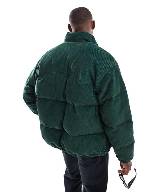 Levi's Green Western Super Down Cord Puffer Jacket for men