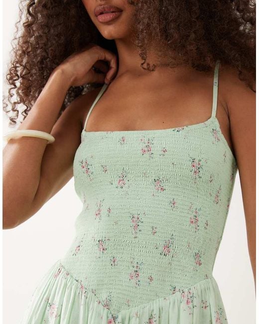 abercrombie tiered smocked midi dress Abercrombie & Fitch Tiered Smocked Floral Midi Dress by Abercrombie and Fitch