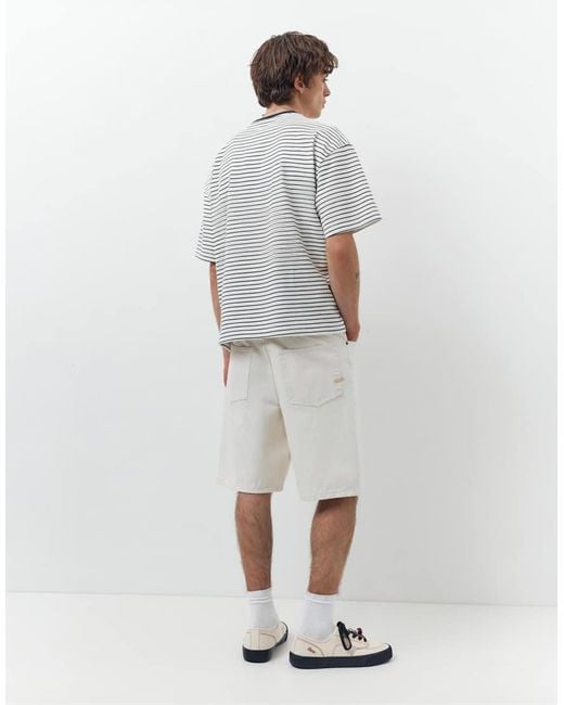 Pull&Bear White Baggy Denim Bermuda Shorts for men