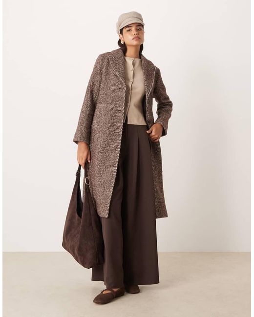 Abercrombie & Fitch Elegante Jas Met Visgraatmotief in het Brown